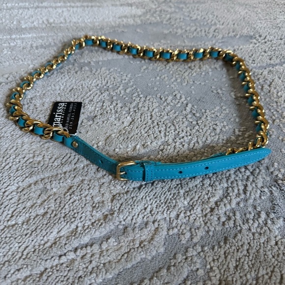 Miu Miu Gold Chain Braided Belt in teal Patent leather 
Small new main image 4